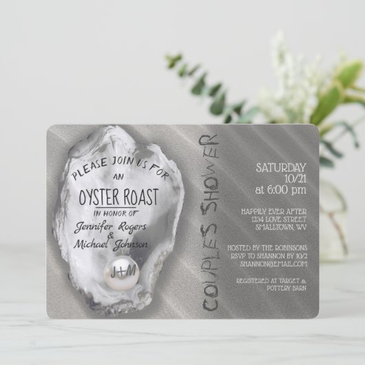 Invitation Douche Couples rôtis huîtres (Debout devant)