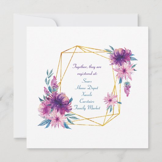 Invitation Douche Couples violets et bleus (Dos)