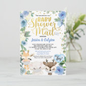 Invitation Douche Covid Boy Par Mail Pandemic Woodland Animal (Debout devant)