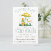 Invitation Douché d'Amour ! Fête des mariées parapluie jaune (Debout devant)