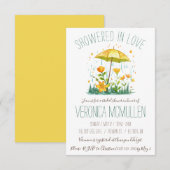 Invitation Douché d'Amour ! Fête des mariées parapluie jaune (Devant / Derrière)