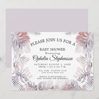 Invitation Douche d'aquarelle moderne Rose rose mauve