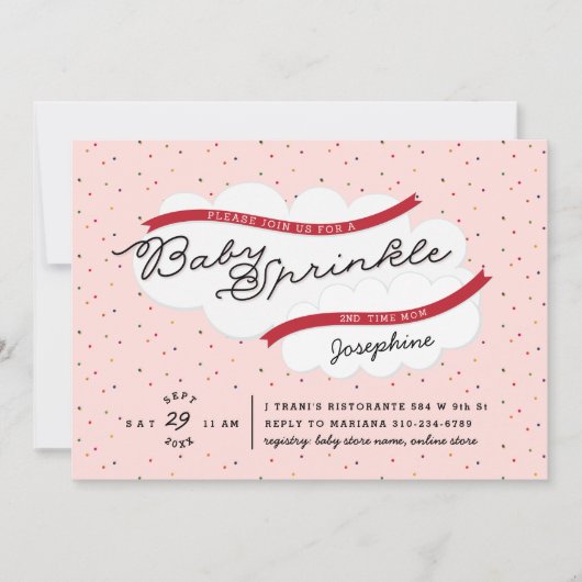 Invitation Douche d'arrosage pour bébé rose (Devant)