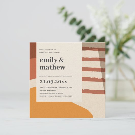 INVITATION DOUCHE D'ART JAUNE ABSTRAITE ET MODERNE (Debout devant)