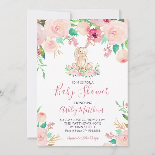 Invitation douche de Baby shower de Pâques Bunny (Devant)
