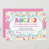 Invitation Douche de bébé d'alphabet (Devant / Derrière)