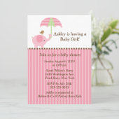 Invitation Douche de bébé de parapluie d'éléphant de mod (Debout devant)