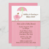 Invitation Douche de bébé de parapluie d'éléphant de mod (Devant / Derrière)