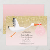 Invitation Douche de bébé d'illustration de parties (Devant / Derrière)