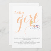 Invitation Douche de bébé endormie texte de pêche minimum (Devant / Derrière)