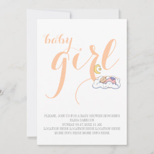 Invitation Douche de bébé endormie texte de pêche minimum