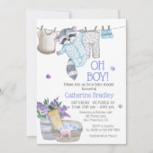 Invitation Douche de bébé garçon ourson mignon (Devant)