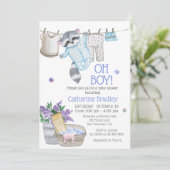 Invitation Douche de bébé garçon ourson mignon (Debout devant)