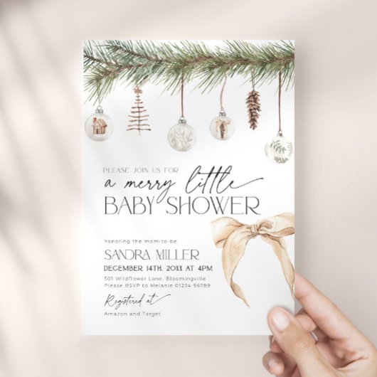 Invitation Douche de bébé Noël confortable et joyeuse