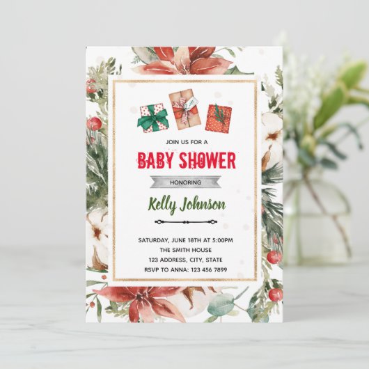 Invitation douche de cadeaux de Noël (Debout devant)