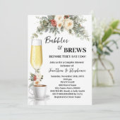 Invitation Douche de café Fleurs Blanches d'Hiver Bulles & Br (Debout devant)