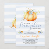 Invitation Douche de citrouille de garçon d'invitation de (Devant / Derrière)