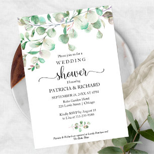 Invitation Douche de couple à la verdure d'eucalyptus aquarel