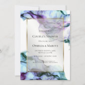 Invitation DOUCHE DE COUPLE | Aquarelle Abstraite Plum violet (Devant)