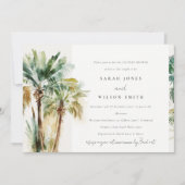 Invitation Douche de couple aux palmiers aquarelle chic tropi (Devant)