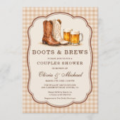 Invitation Douche de couple Boots & Brews Gingham (Devant)