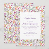 Invitation Douche de Couple Chic Écriture Florale Vélo Bohème (Devant / Derrière)
