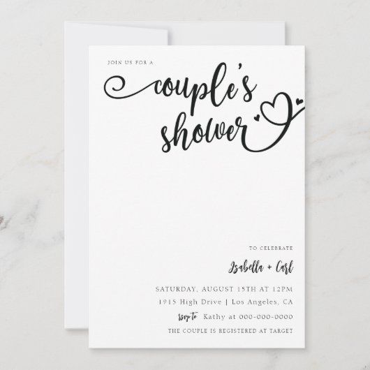 Invitation Douche de Couple Cœurs (Devant)