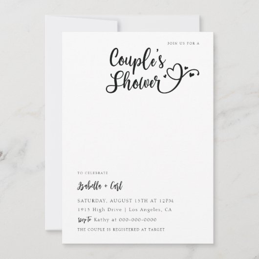 Invitation Douche de Couple Cœurs (Devant)