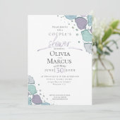Invitation Douche de couple | Coquillages de plage Lilac Dust (Debout devant)