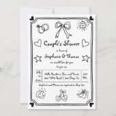 Invitation Douche de couple de gribouillis dessinée à la main (Devant)