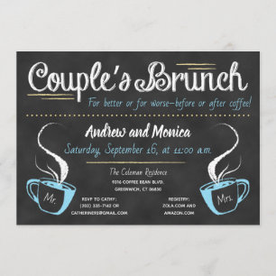 Invitation Douche de Couple en plateau de café amusant