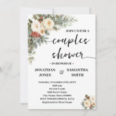 Invitation Douche de Couple Fleurs Blanches d'Hiver (Devant)