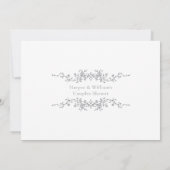 Invitation Douche de couple Floral Classique Gris Argenté Fra (Dos)