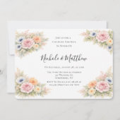 Invitation Douche de Couple Florale Aquarelle Douce (Devant)