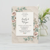 Invitation Douche de couple Florale Vert Sage de Sable (Debout devant)