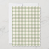 Invitation Douche de couple Gingham Vert Sauge Ruban Floral (Dos)