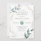 Invitation Douche de couple | Grayed Jade Green Botanical (Devant)