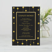 Invitation Douche de couple mariage moderne en papier doré no (Debout devant)