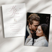 Invitation Douche de couple moderne calligraphiée rose pour l