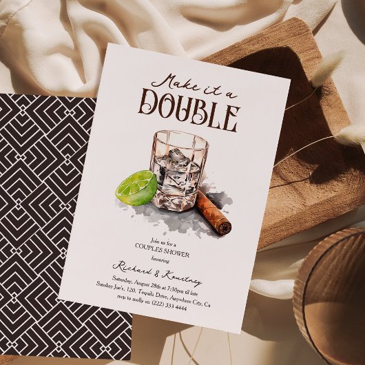 Invitation Douche de couple Tequila & Cigare