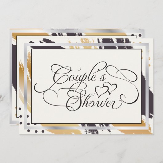 Invitation Douche de couple | Typographie moderne de la peint (Devant / Derrière)