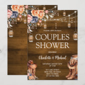 Invitation Douche de Couple Western Rustique (Devant / Derrière)