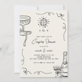Invitation Douche de couples dessinés à la main avec fantaisi (Devant)