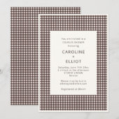 Invitation Douche de couples en gingham marron chocolat d'aut (Devant / Derrière)