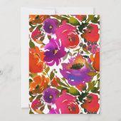 Invitation Douche de couples florale violette et orange (Dos)
