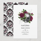 Invitation Douche de couples gothiques crâne floral de Bourgo (Devant / Derrière)