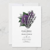 Invitation Douche de couples gothiques crâne floral pourpre (Devant)