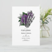 Invitation Douche de couples gothiques crâne floral pourpre (Debout devant)