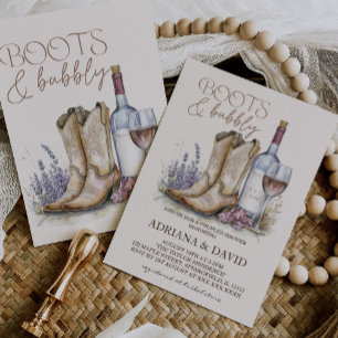 Invitation Douche de couples occidentaux Boots and Bubbly