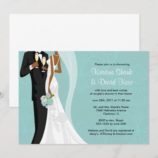 Invitation Douche de couples - version 2 (Devant / Derrière)